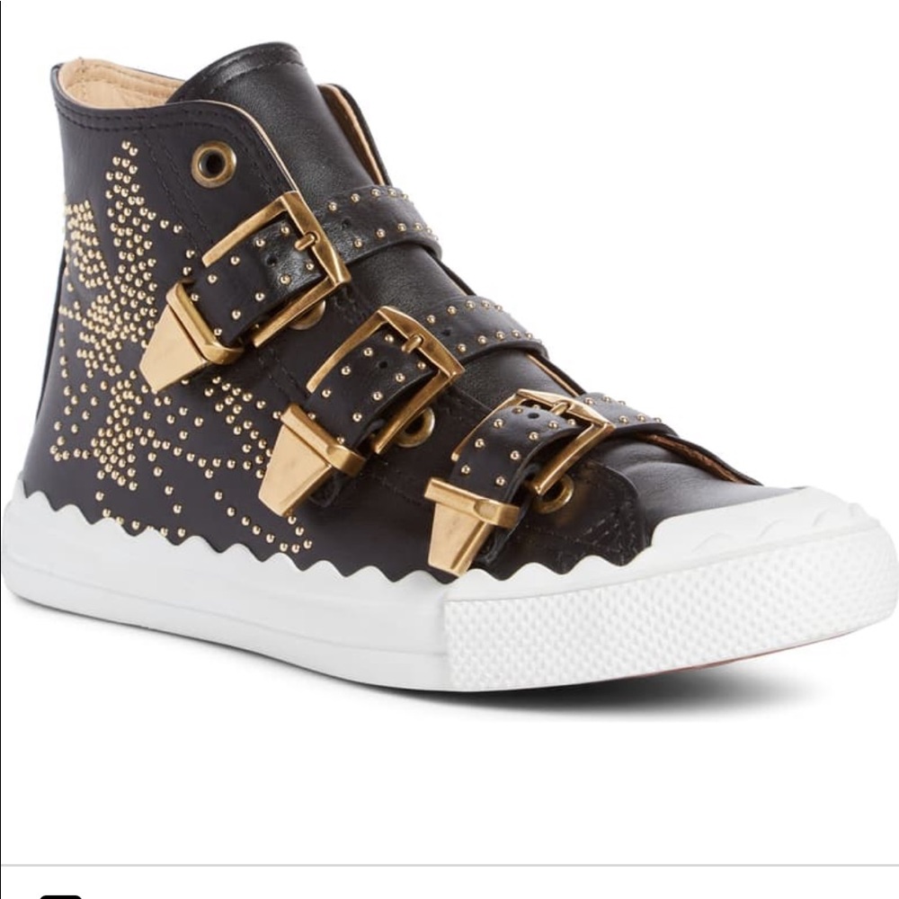 Chloe Leather Kyle Stud High Tops 36